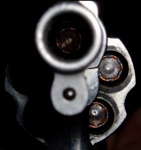closeup - looking down barrel of revolver