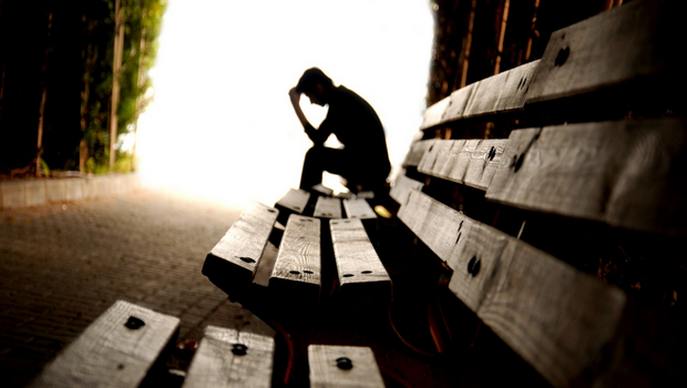 types of self-destructive behavior, self-destructive - man on wooden bench