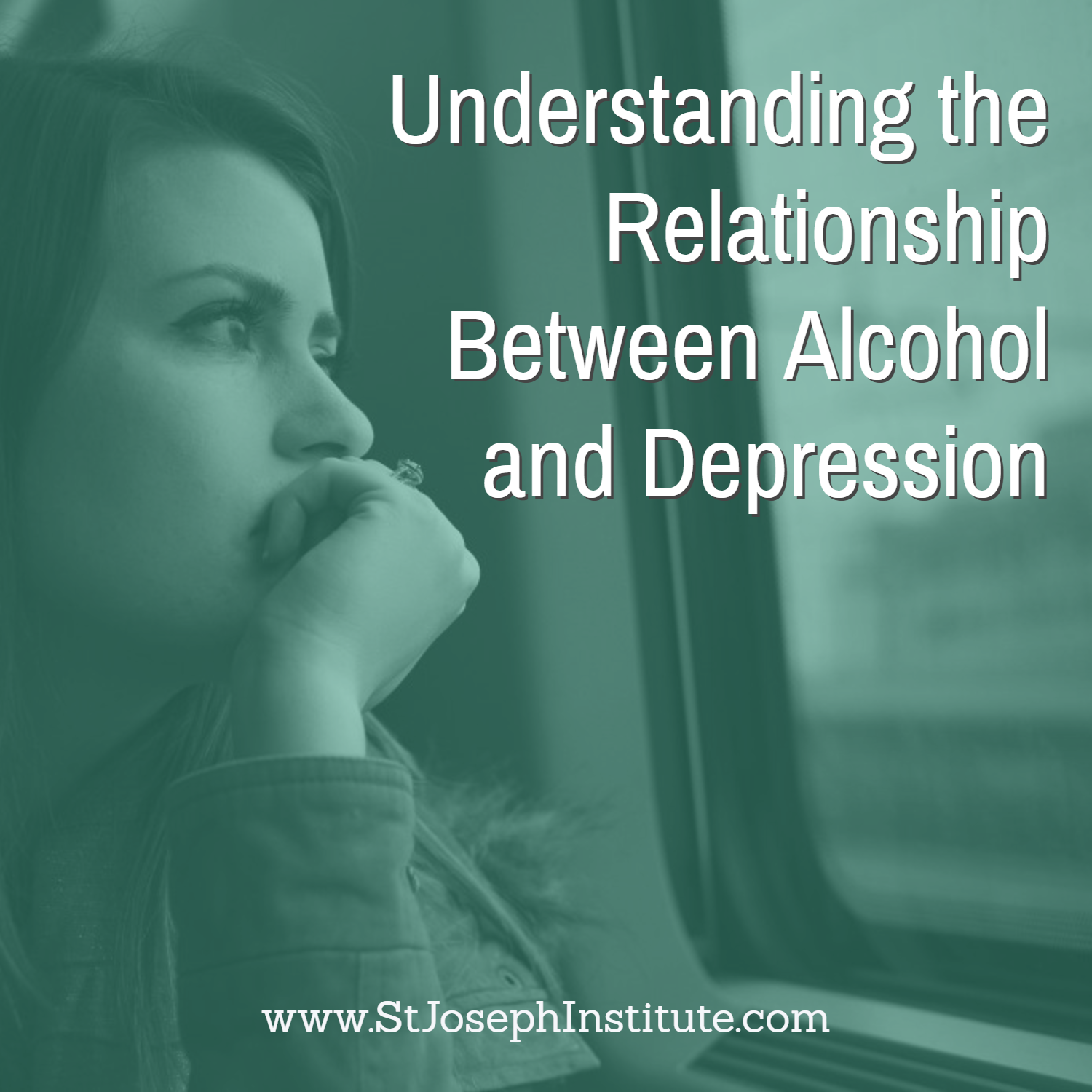 sad woman looking out train window - Understanding the relationship between alcohol and depression